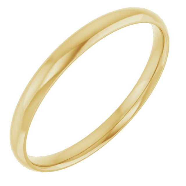 18k Yellow 2 Mm Ultra-lightweight Comfort-fit Half Round Band Size 8