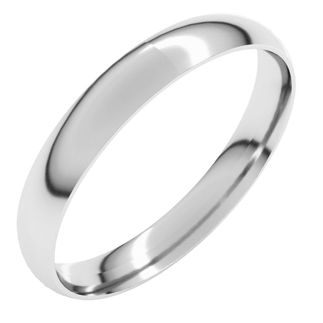 14k White 3 Mm Ultra-lightweight Comfort-fit Half Round Band Size 5.5