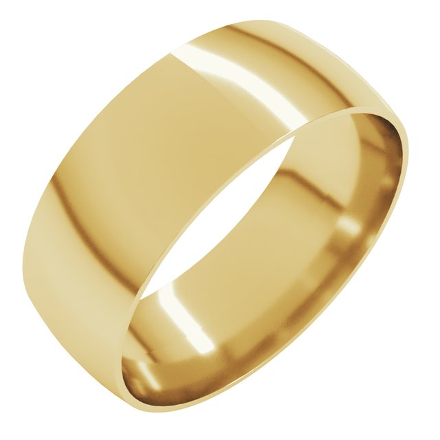 14k Yellow 7 Mm Ultra-lightweight Comfort-fit Half Round Band Size 10