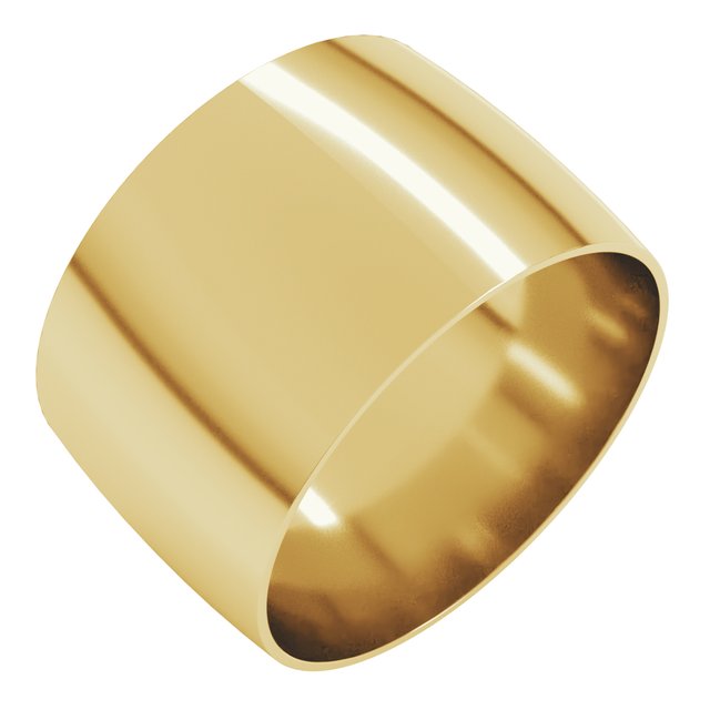 14k Yellow 12 Mm Ultra-lightweight Comfort-fit Half Round Band Size 7