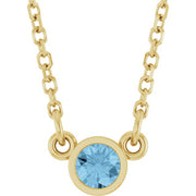 14K Yellow Natural Sky Blue Topaz Solitaire 18' Necklace