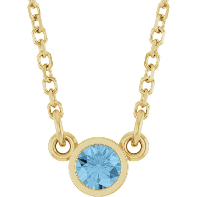 14K Yellow Natural Sky Blue Topaz Solitaire 18' Necklace