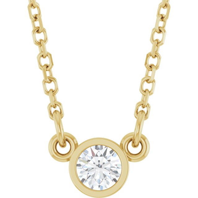 14K Yellow 1/10 CT Lab-Grown Diamond Solitaire 18' Necklace