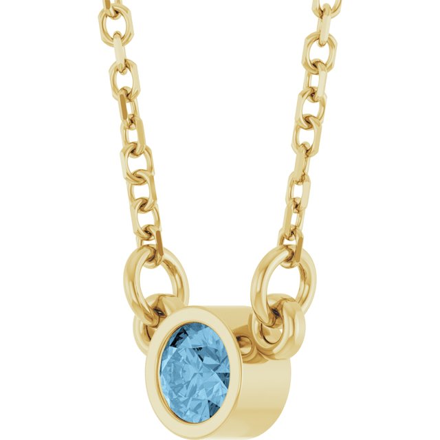 14K Yellow Natural Sky Blue Topaz Solitaire 18' Necklace