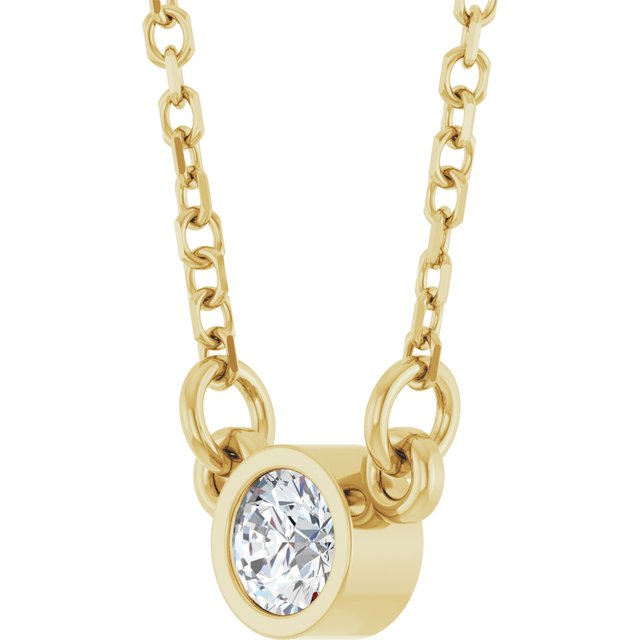 14K Yellow 1/10 CT Lab-Grown Diamond Solitaire 18' Necklace