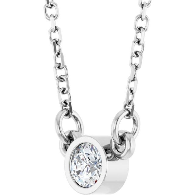 14K White 1/10 CT Lab-Grown Diamond Solitaire 18' Necklace
