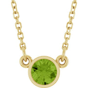 14k Yellow Natural Peridot Solitaire 16' Necklace