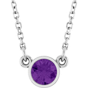 14k White Natural Amethyst Solitaire 16' Necklace