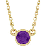 14k Yellow Natural Amethyst Solitaire 16' Necklace