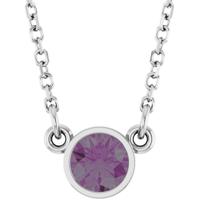 Rhodium-plated Sterling Silver Imitation Alexandrite Solitaire 16' Necklace