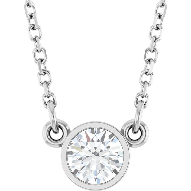 Sterling Silver Stuller Lab-Grown Moissanite Solitaire 18' Necklace
