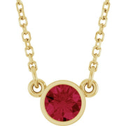 14k Yellow Natural Ruby Solitaire 16' Necklace