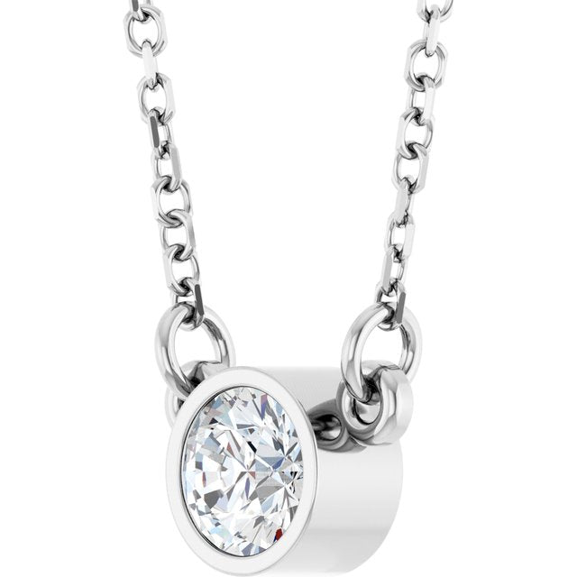 Sterling Silver Stuller Lab-Grown Moissanite Solitaire 18' Necklace