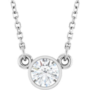 14K White 1/3 CT Natural Diamond Solitaire 18' Necklace