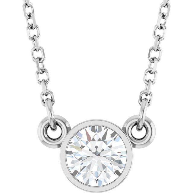 14K White 1/3 CT Natural Diamond Solitaire 18' Necklace