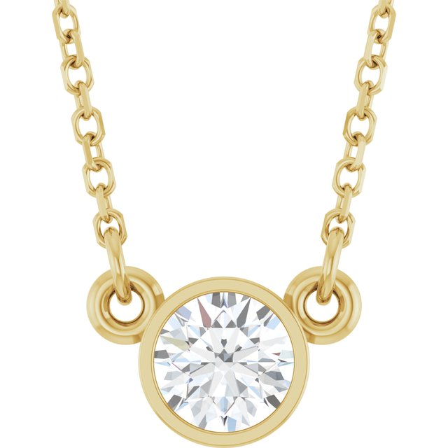 14K Yellow 1/3 CT Natural Diamond Solitaire 18' Necklace