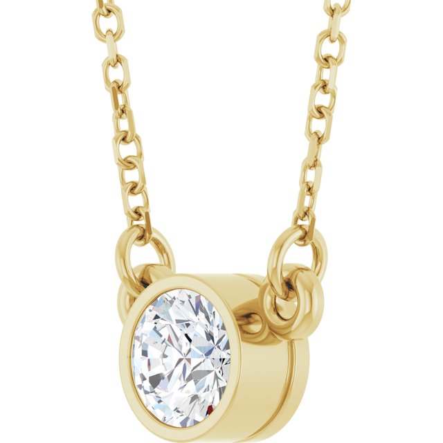 14K Yellow 1/3 CT Natural Diamond Solitaire 18' Necklace