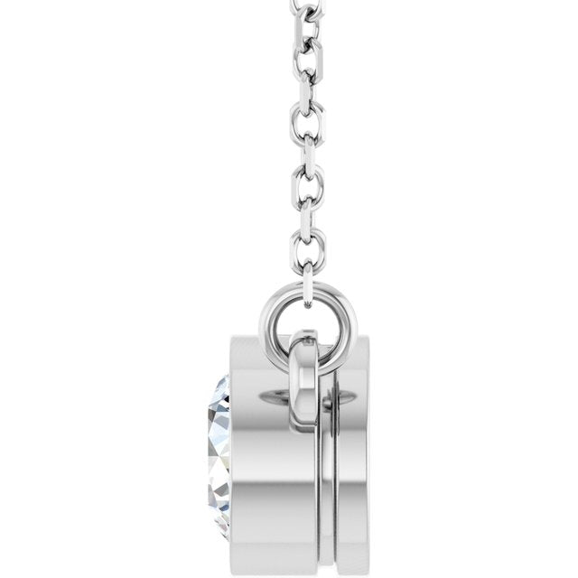 14K White 1/2 CT Lab-Grown Diamond Solitaire 18' Necklace