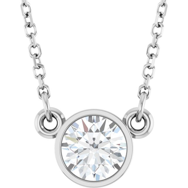 14K White 1/2 CT Lab-Grown Diamond Solitaire 18' Necklace