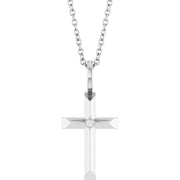 Sterling Silver .0075 CT Natural Diamond Cross 16-18' Necklace