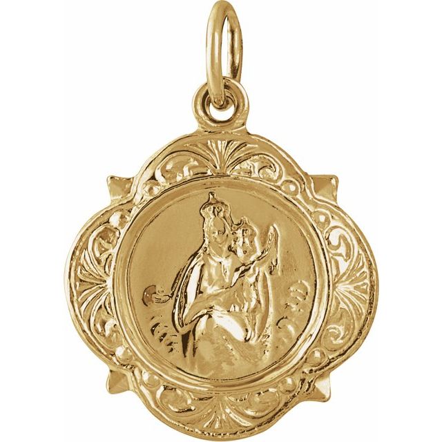 14K Yellow 12 mm Scapular Medal
