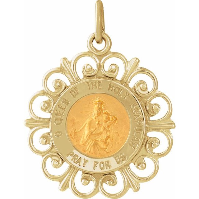 14K Yellow 18 mm Round Scapular Medal
