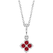 14K White Lab-Grown Ruby 16-18' Necklace