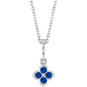 14K White Lab-Grown Blue Sapphire 16-18' Necklace