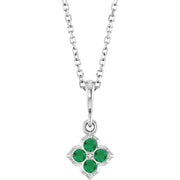 14K White Lab-Grown Emerald 16-18' Necklace