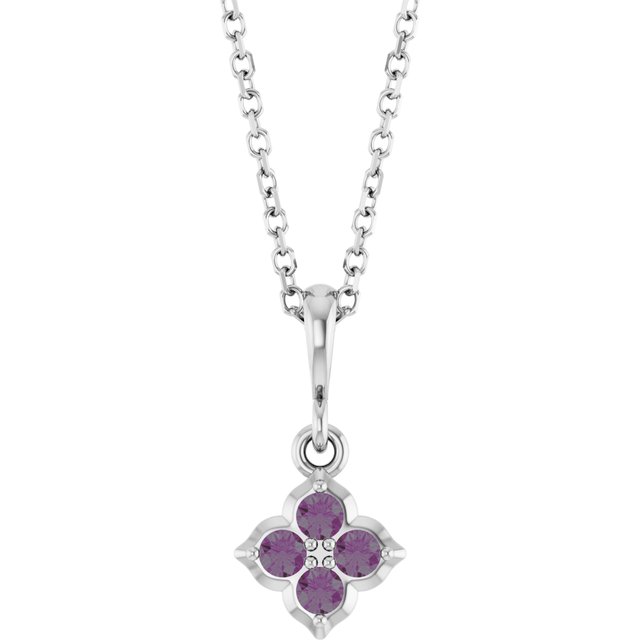 14K White Lab-Grown Alexandrite 16-18' Necklace