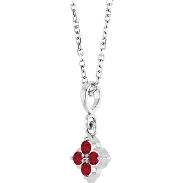 14K White Lab-Grown Ruby 16-18' Necklace
