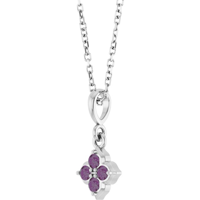 14K White Lab-Grown Alexandrite 16-18' Necklace