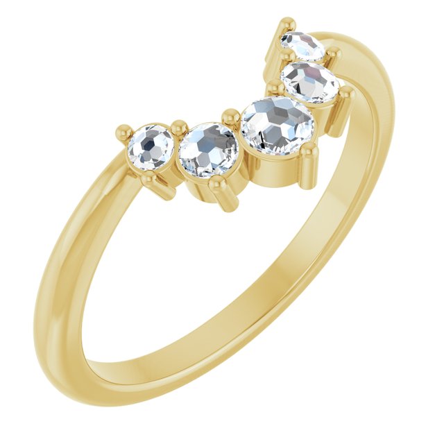 14k Yellow 1/6 Ctw Natural Rose-cut Diamond Contour Band