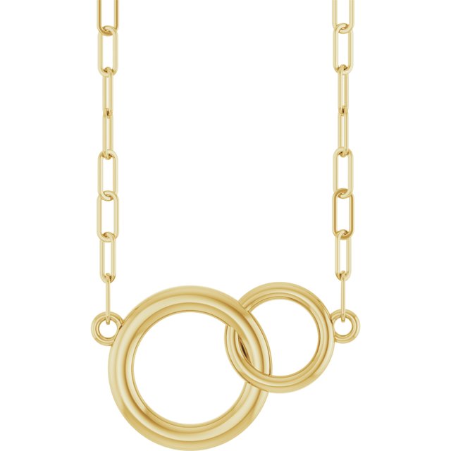 14K Yellow  Interlocking Circle 18' Necklace