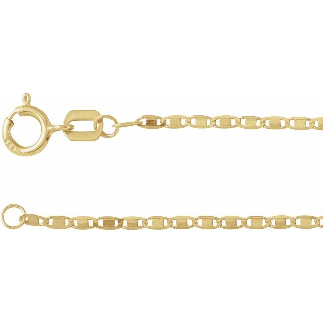 14K Yellow 1.3 mm Mirror 7' Chain