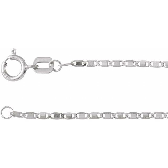 14K White 1.3 mm Mirror 7' Chain