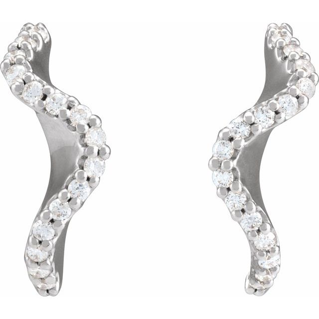 14K White 1/5 CTW Natural Diamond 15.5 mm Hoop Earrings