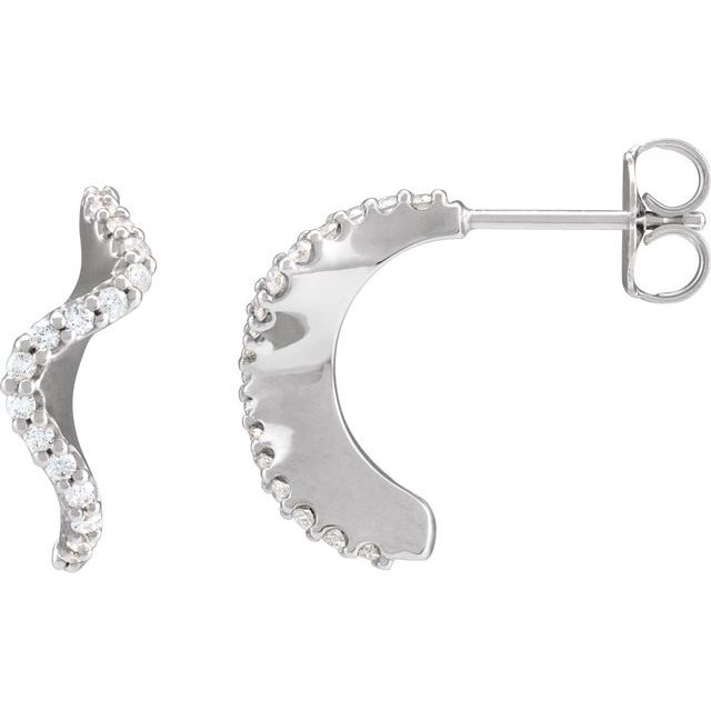 14K White 1/5 CTW Natural Diamond 15.5 mm Hoop Earrings