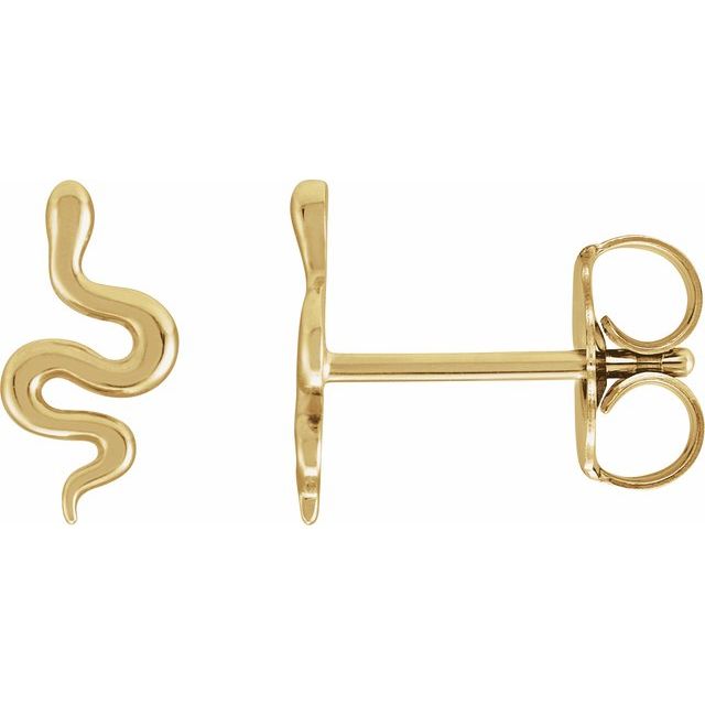 14K Yellow Snake Earrings