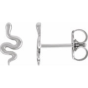 14k White Snake Earrings