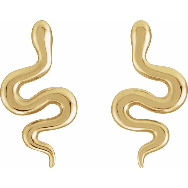 14K Yellow Snake Earrings