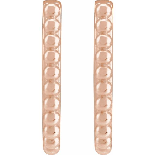 14K Rose Beaded 15 mm Hoop Earrings