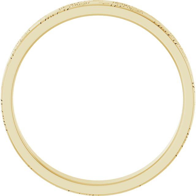 14k Yellow 3 Mm Rose Pattern Band Size 5.5