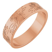 14K Rose 5 mm Rose Pattern Band Size 4.5