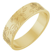 14K Yellow 5 mm Rose Pattern Band Size 10