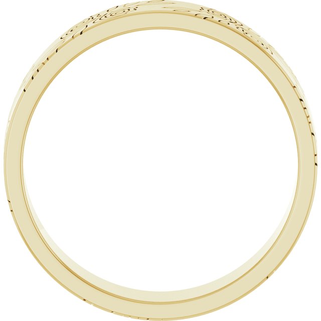14K Yellow 5 mm Rose Pattern Band Size 10