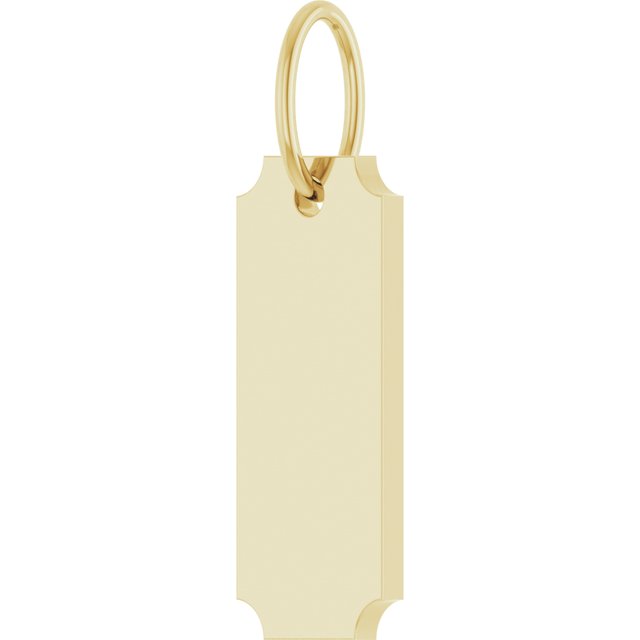 14K Yellow Engravable Dog Tag Pendant