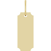 14K Yellow Engravable Dog Tag Pendant