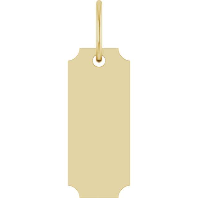 14K Yellow Engravable Dog Tag Pendant