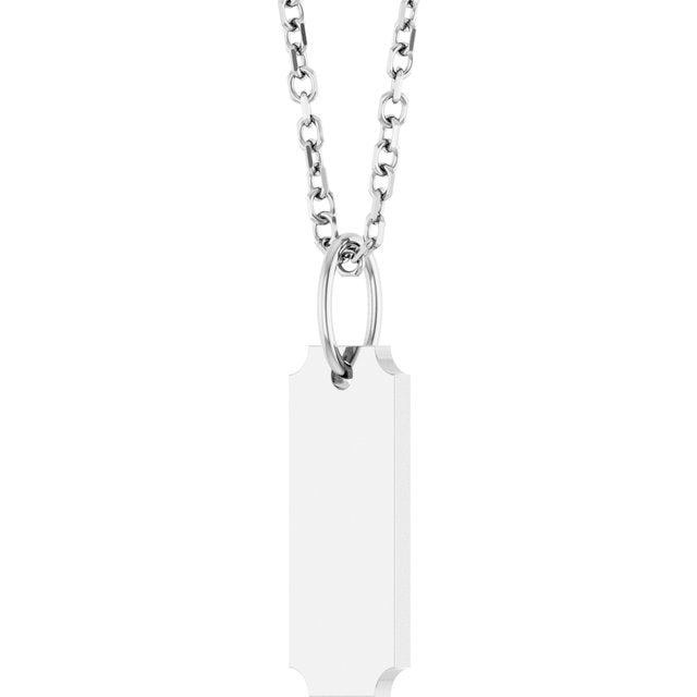 Sterling Silver Engravable Dog Tag 16-18' Necklace